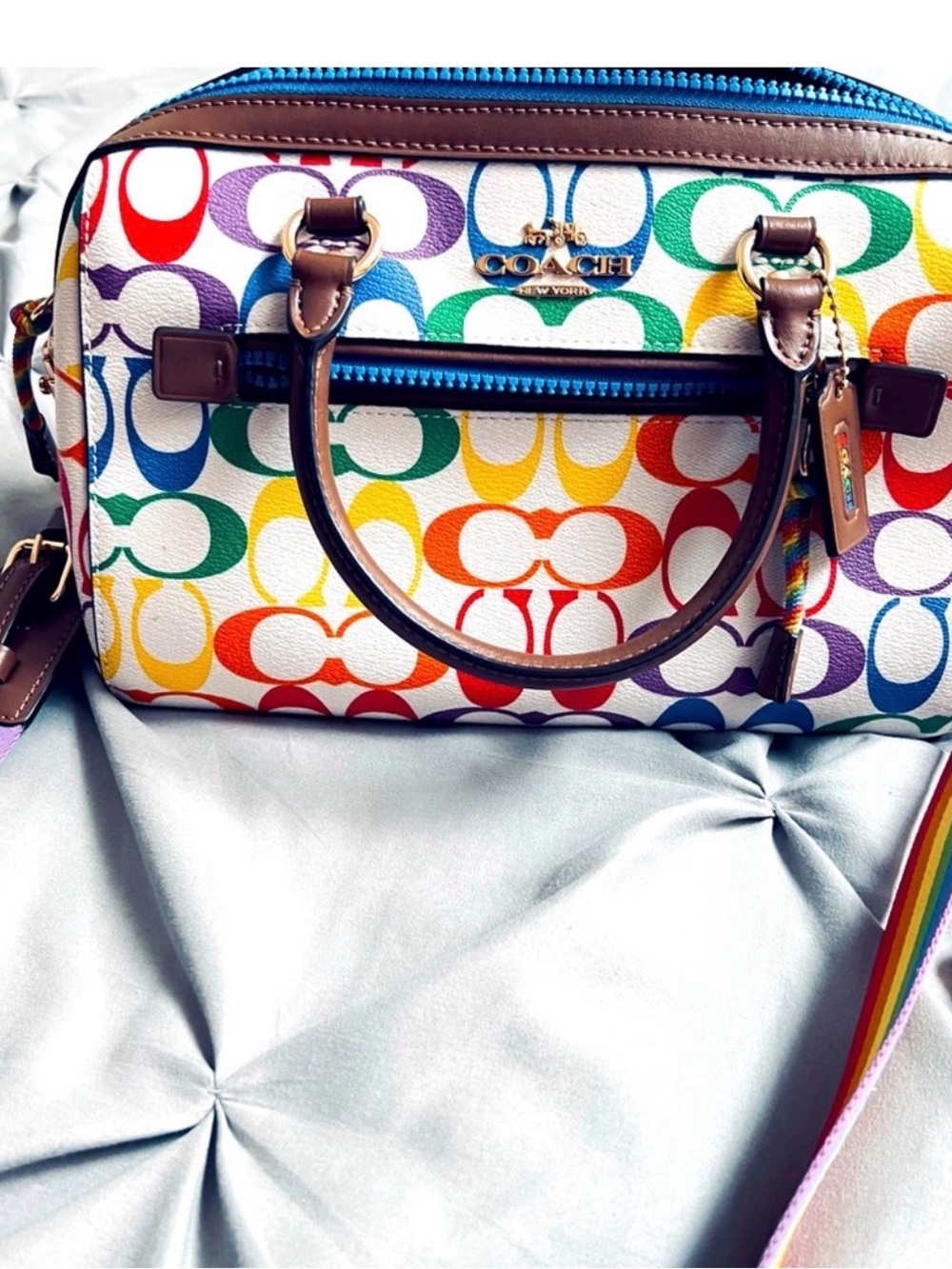 Coach Rowan Rainbow Signature Canvas Satchel - Multicolor